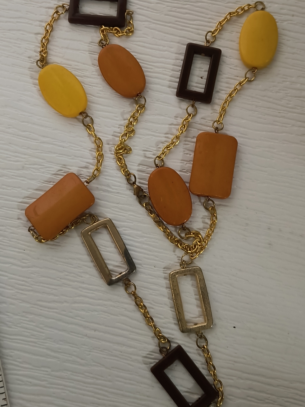 Target Gold-Tone Necklace with Yellow and Brown Resin Links